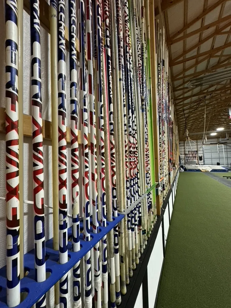 Every pole has its place, colour-coded by length.